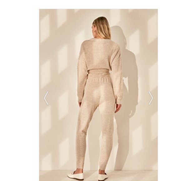 Beige Knit Detailed Knitwear Bottom-Top Set - Picture 6 of 6